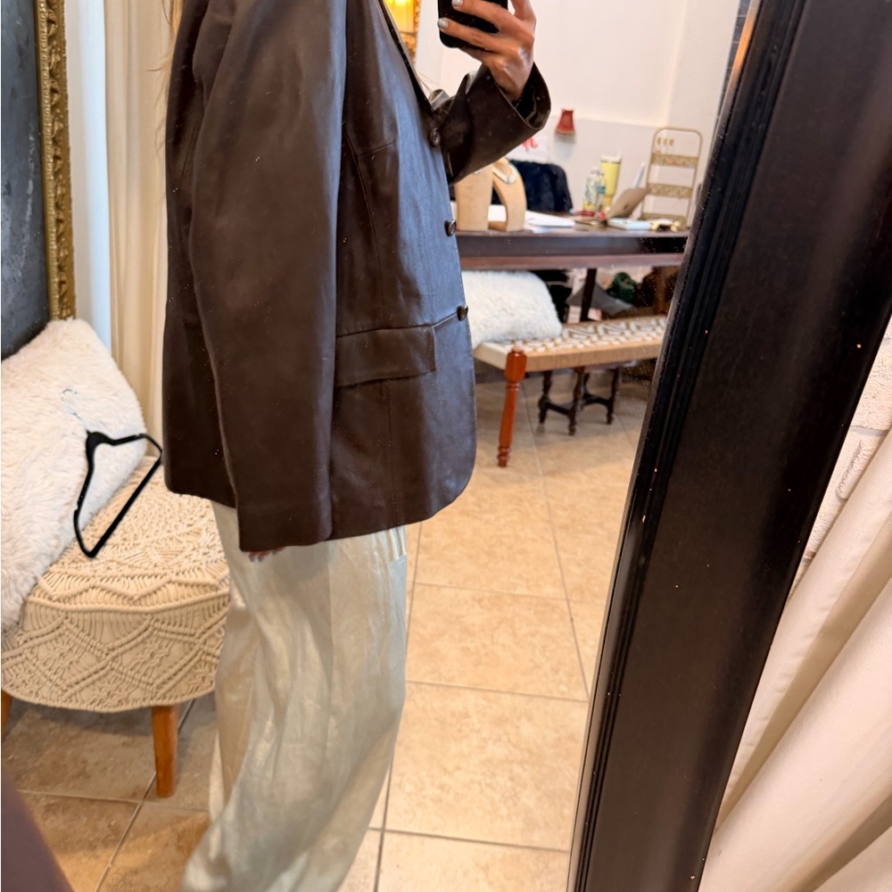 Pendleton Brown Leather Blazer Jacket - image 3